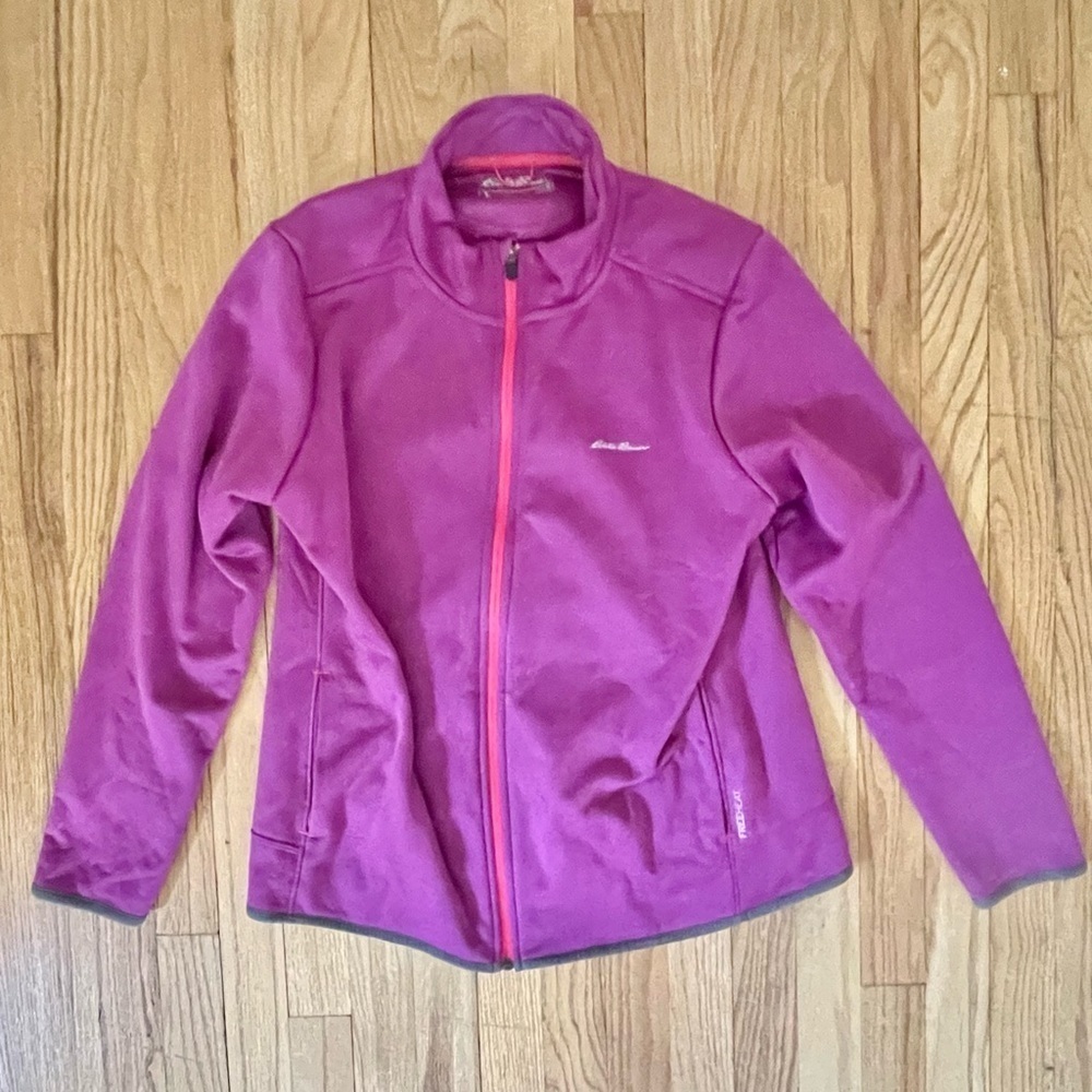 Eddie Bauer Outdoor Sweater, Magenta, Lined Zip-Up Sweater Size XL
